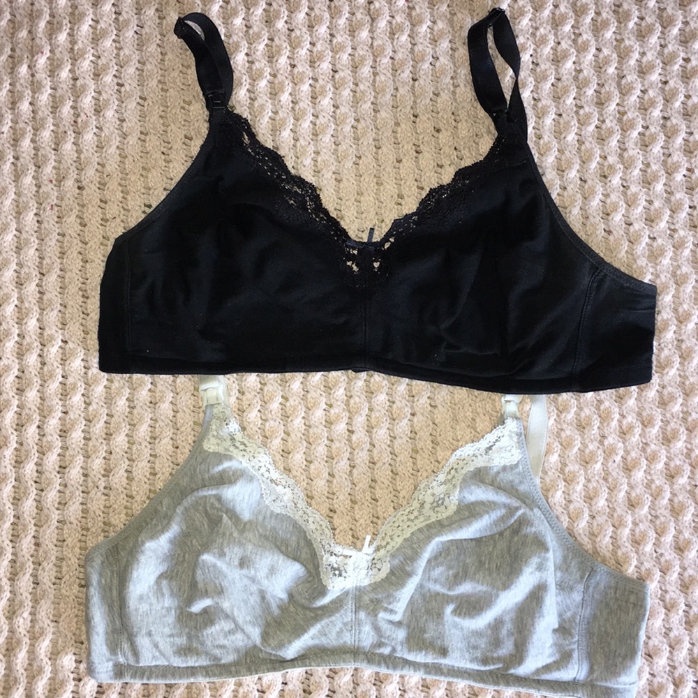 Gray & Black Nursing Bra Set 38C